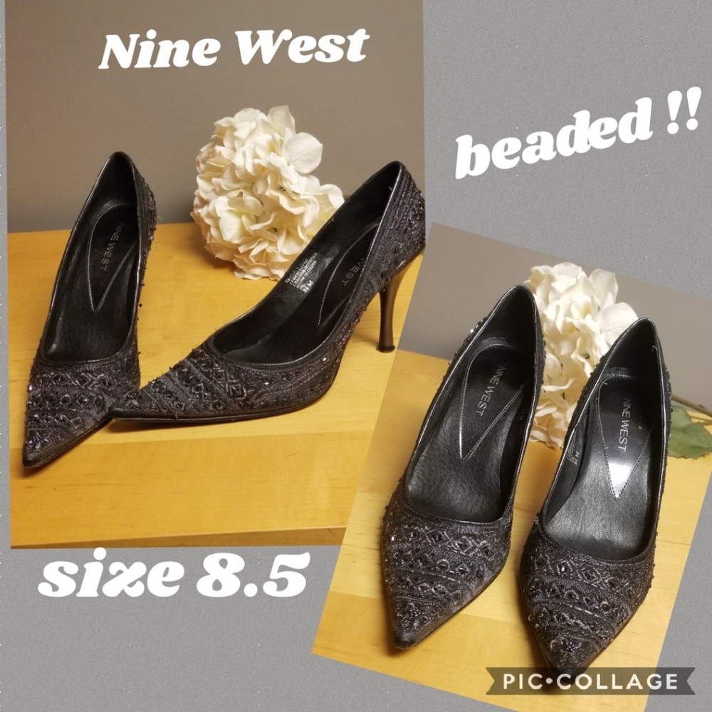 Nine west embellished beaded heels 8.5